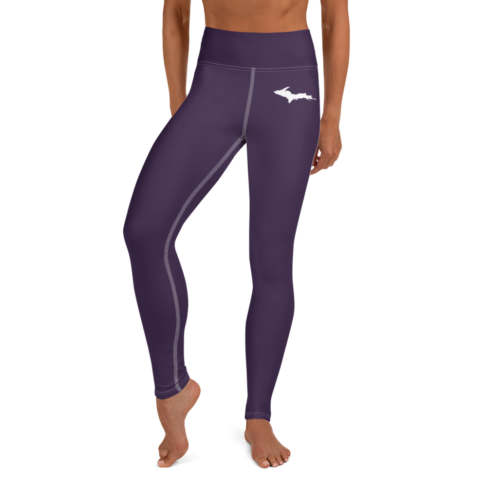 Michigan Upper Peninsula Yoga Leggings (w/ UP Outline) | Blackcurrant