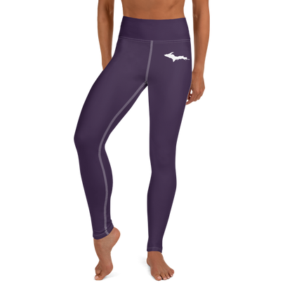 Michigan Upper Peninsula Yoga Leggings (w/ UP Outline) | Blackcurrant