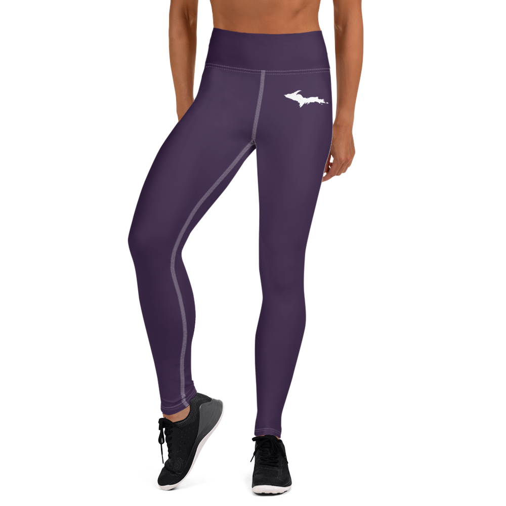 Michigan Upper Peninsula Yoga Leggings (w/ UP Outline) | Blackcurrant