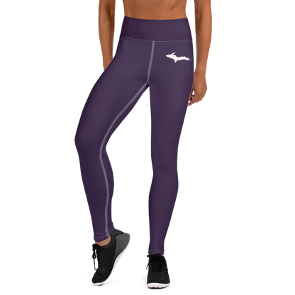 Michigan Upper Peninsula Yoga Leggings (w/ UP Outline) | Blackcurrant