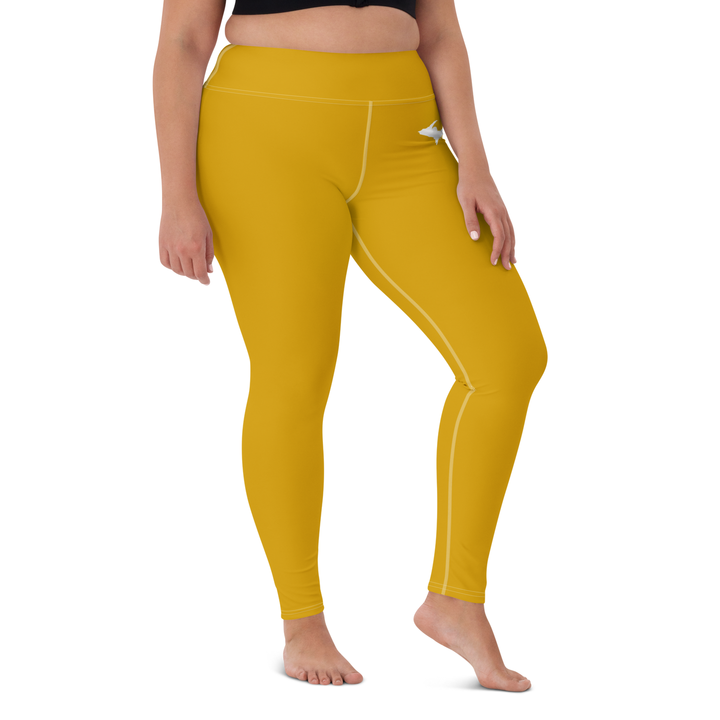 Michigan Upper Peninsula Yoga Leggings (w/ UP Outline) | Gold