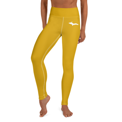 Michigan Upper Peninsula Yoga Leggings (w/ UP Outline) | Gold