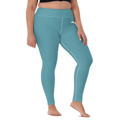 Michigan Upper Peninsula Yoga Leggings (w/ UP Outline) | Lake Huron Blue