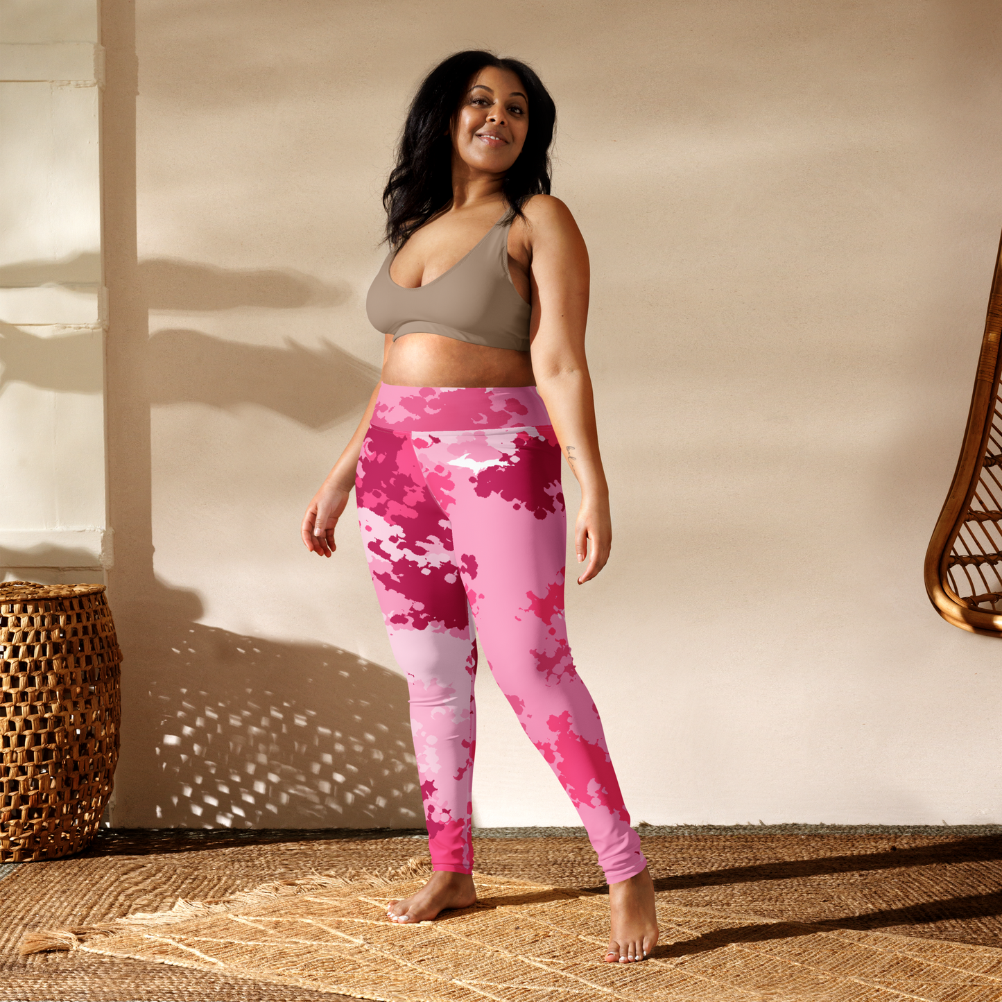 Michigan Upper Peninsula Yoga Leggings (w/ UP Outline) | Pink Camo