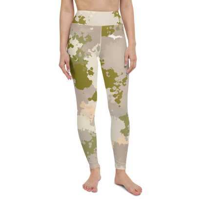 Michigan Upper Peninsula Yoga Leggings (w/ UP Outline) | Rosy Mound Camo