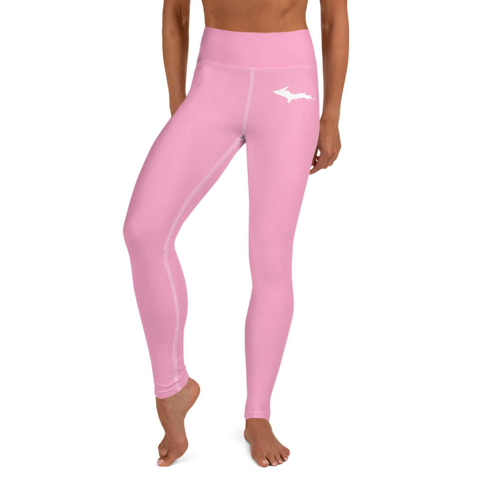 Michigan Upper Peninsula Yoga Leggings (w/ UP Outline) | '67 Caddie Pink