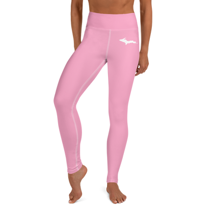 Michigan Upper Peninsula Yoga Leggings (w/ UP Outline) | '67 Caddie Pink