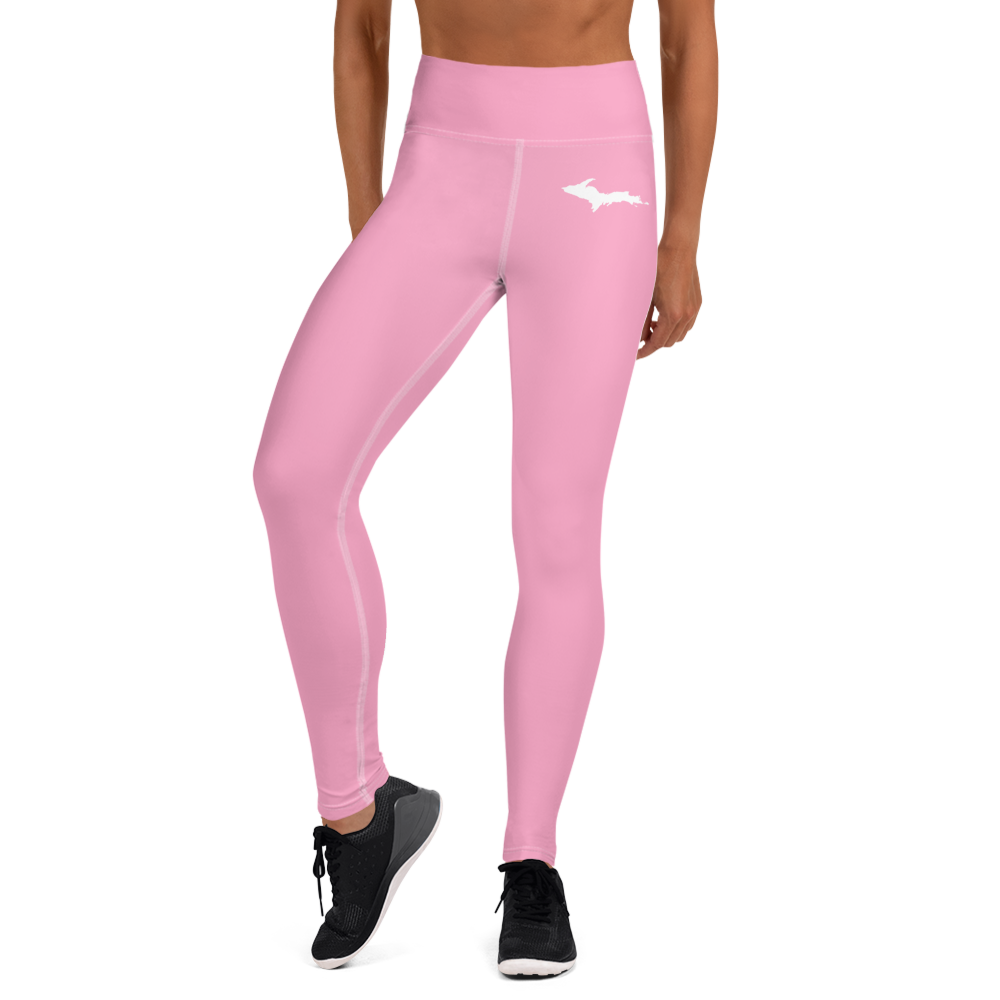 Michigan Upper Peninsula Yoga Leggings (w/ UP Outline) | '67 Caddie Pink