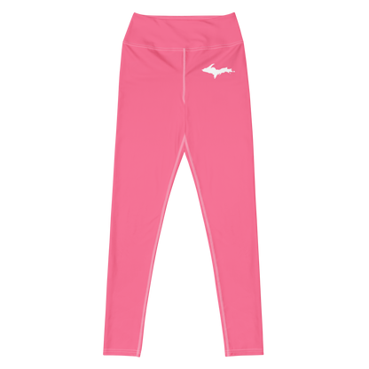 Michigan Upper Peninsula Yoga Leggings (w/ UP Outline) | Rhodochrosite Pink