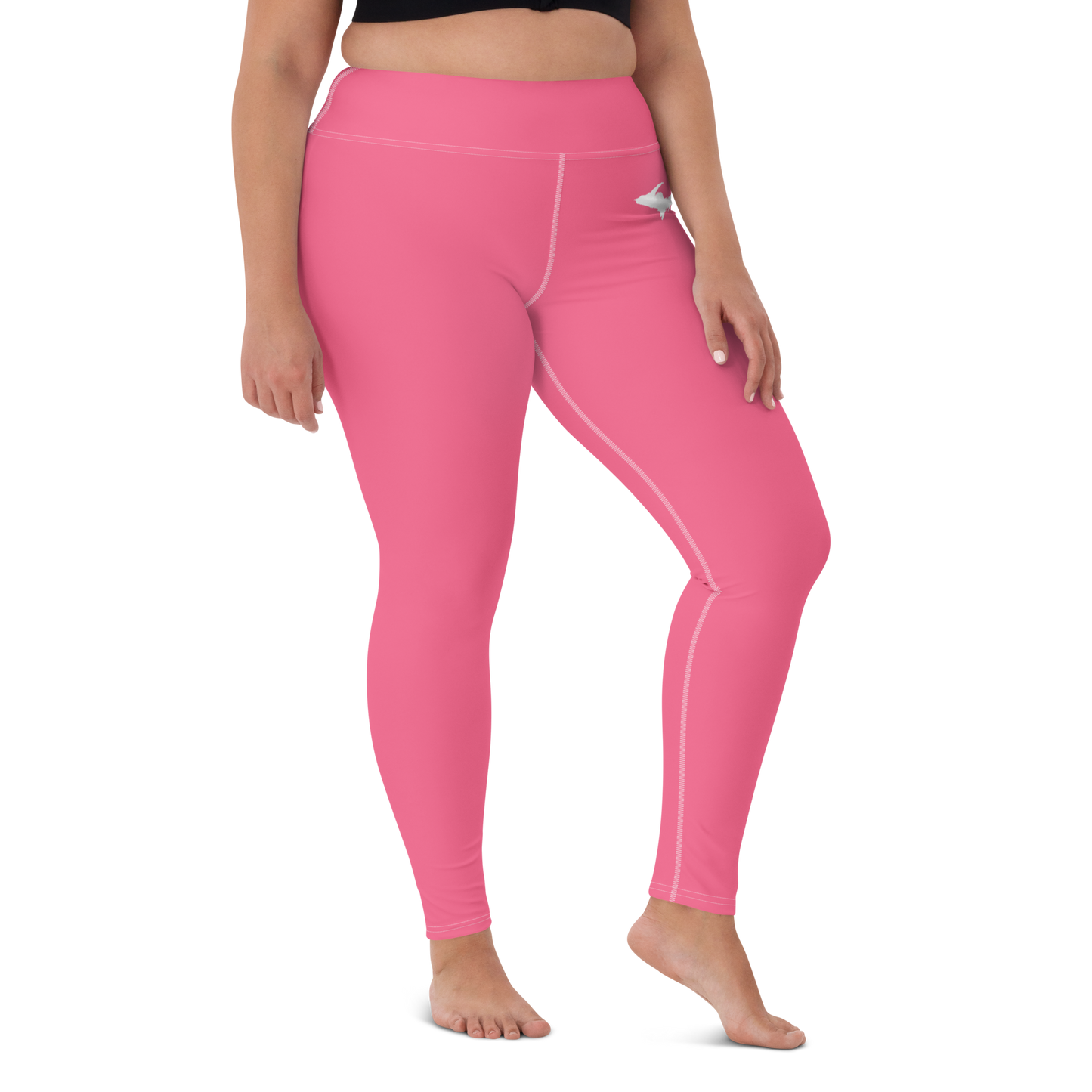 Michigan Upper Peninsula Yoga Leggings (w/ UP Outline) | Rhodochrosite Pink