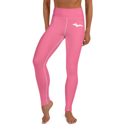 Michigan Upper Peninsula Yoga Leggings (w/ UP Outline) | Rhodochrosite Pink