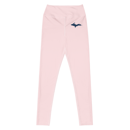 Michigan Upper Peninsula Yoga Leggings (w/ UP Outline) | Pale Pink