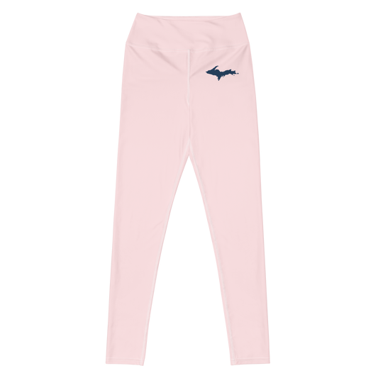 Michigan Upper Peninsula Yoga Leggings (w/ UP Outline) | Pale Pink