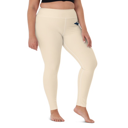 Michigan Upper Peninsula Yoga Leggings (w/ UP Outline) | Champagne White