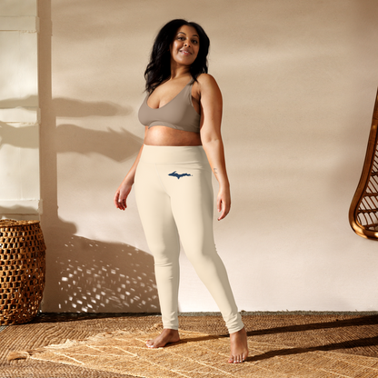 Michigan Upper Peninsula Yoga Leggings (w/ UP Outline) | Champagne White