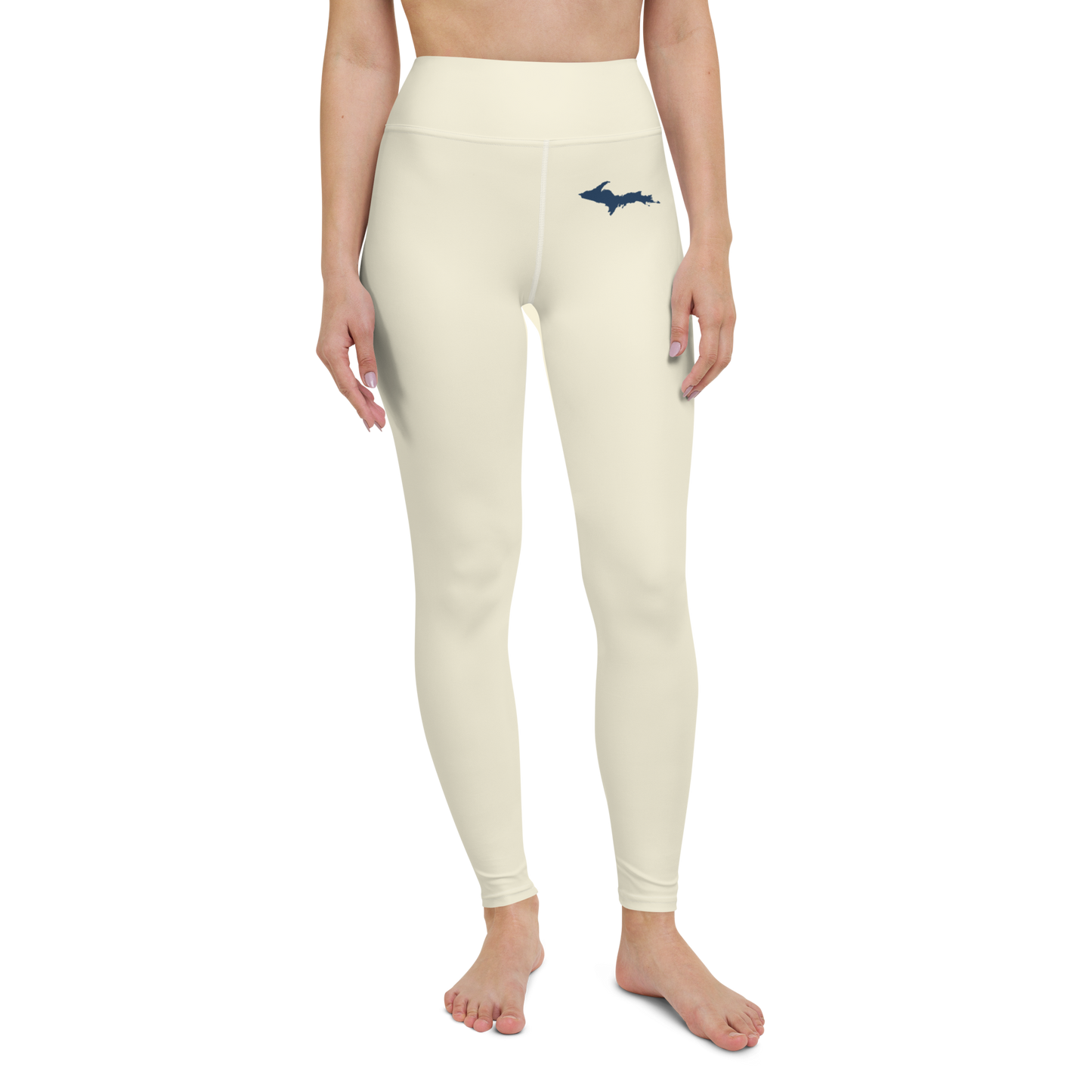 Michigan Upper Peninsula Yoga Leggings (w/ UP Outline) | Ivory