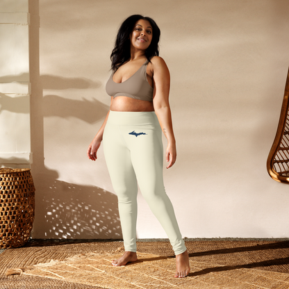 Michigan Upper Peninsula Yoga Leggings (w/ UP Outline) | Ivory