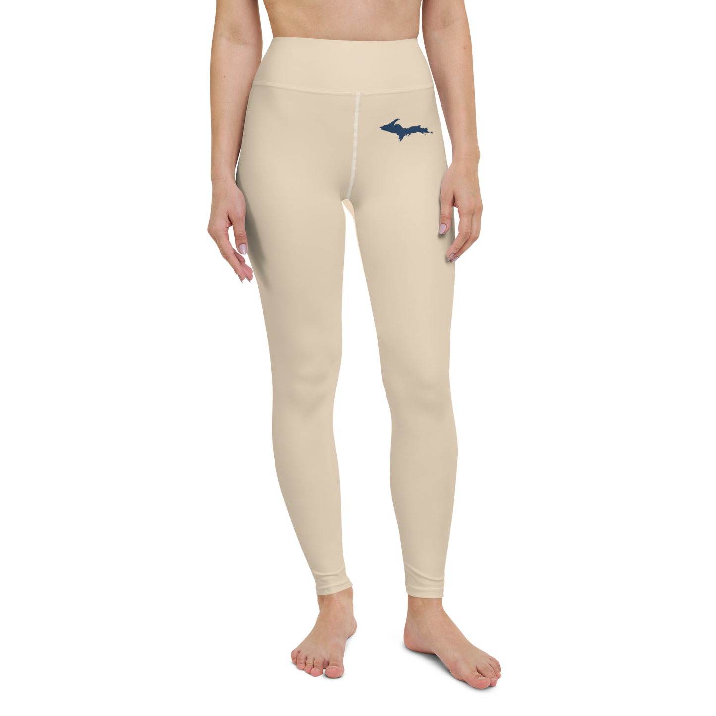 Michigan Upper Peninsula Yoga Leggings (w/ UP Outline) | Canvas Color