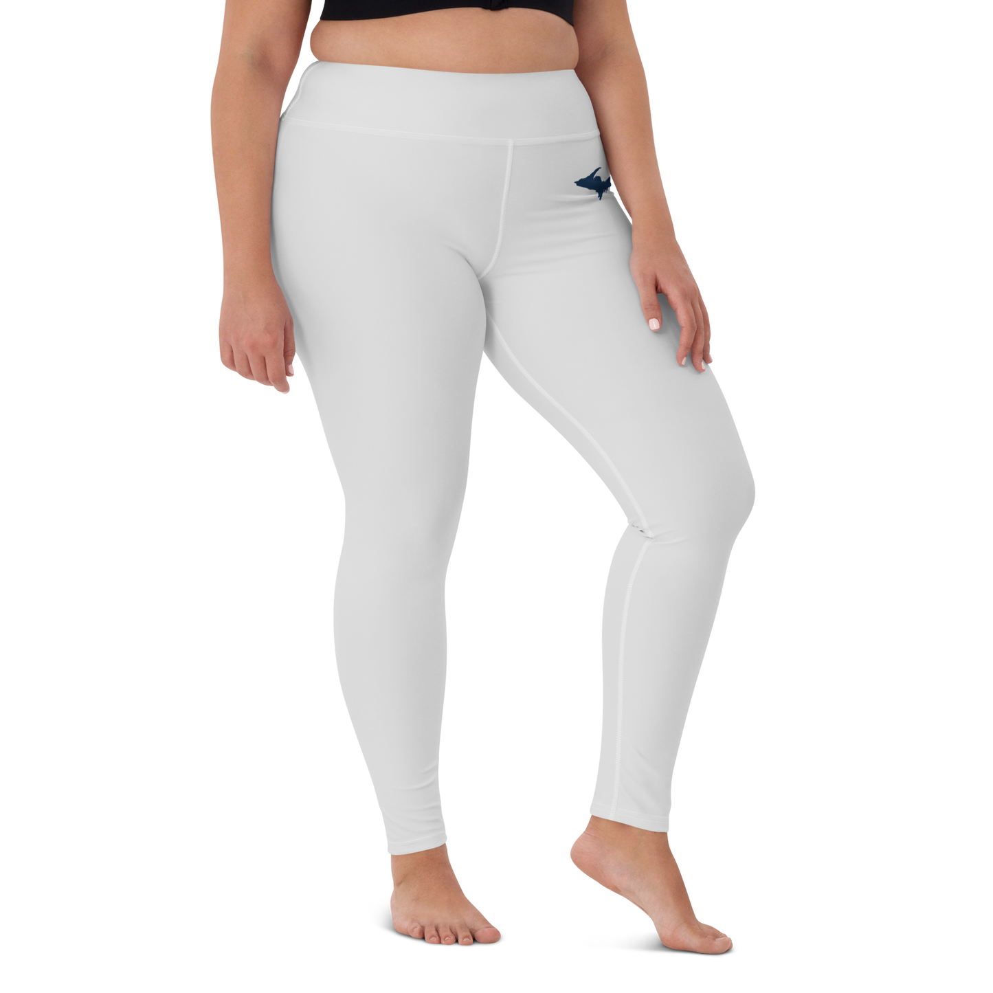 Michigan Upper Peninsula Yoga Leggings (w/ UP Outline) | Birch Bark White