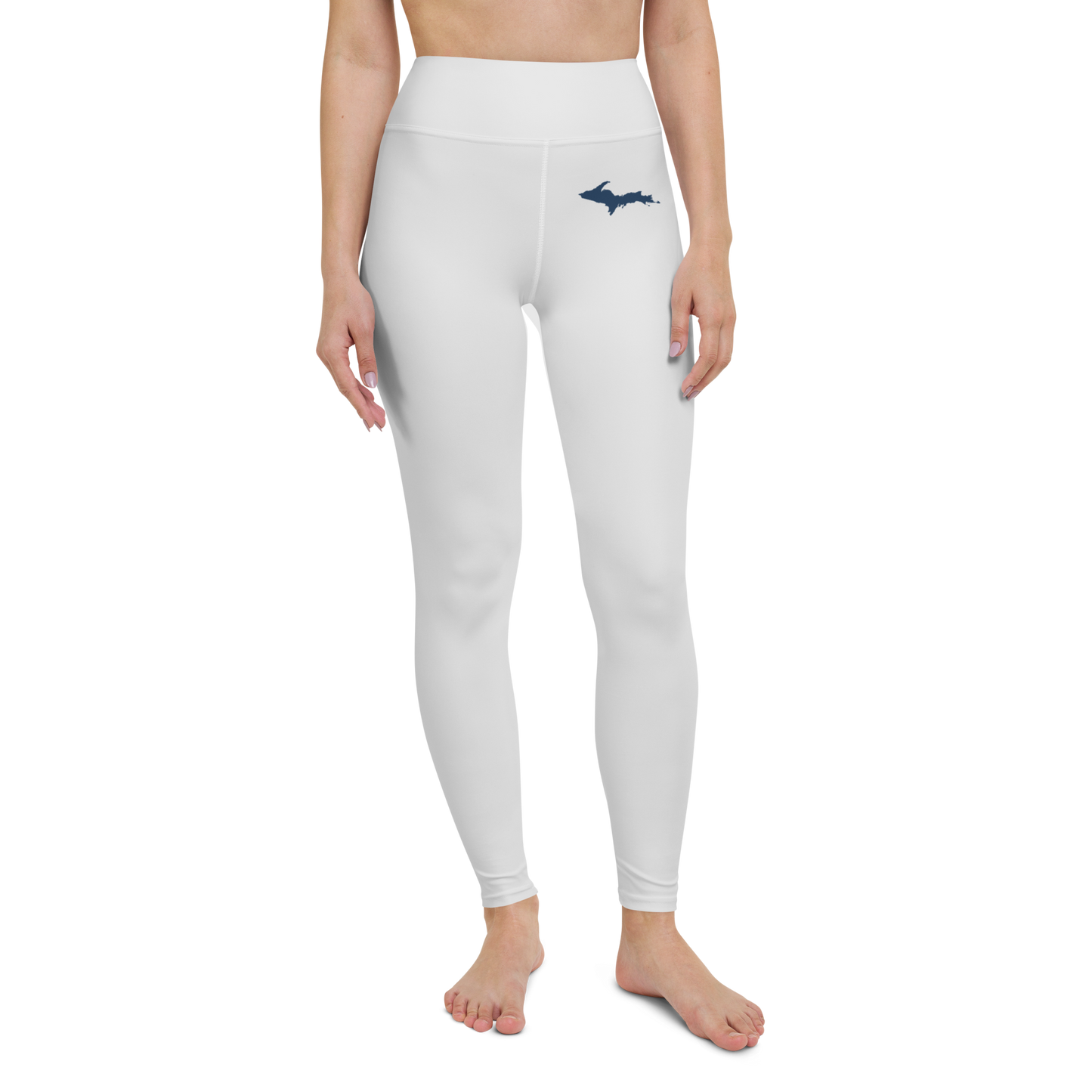 Michigan Upper Peninsula Yoga Leggings (w/ UP Outline) | Birch Bark White