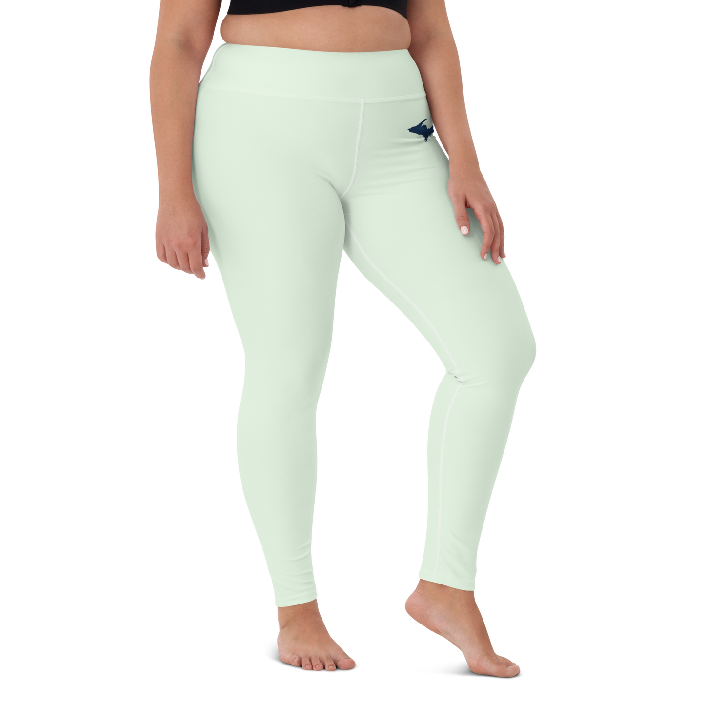 Michigan Upper Peninsula Yoga Leggings (w/ UP Outline) | Dew Green