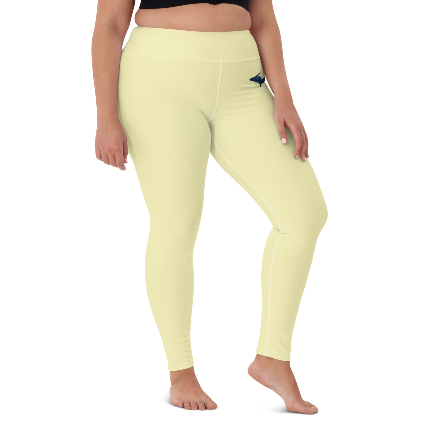 Michigan Upper Peninsula Yoga Leggings (w/ UP Outline) | Canary Yellow