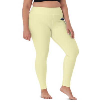 Michigan Upper Peninsula Yoga Leggings (w/ UP Outline) | Canary Yellow