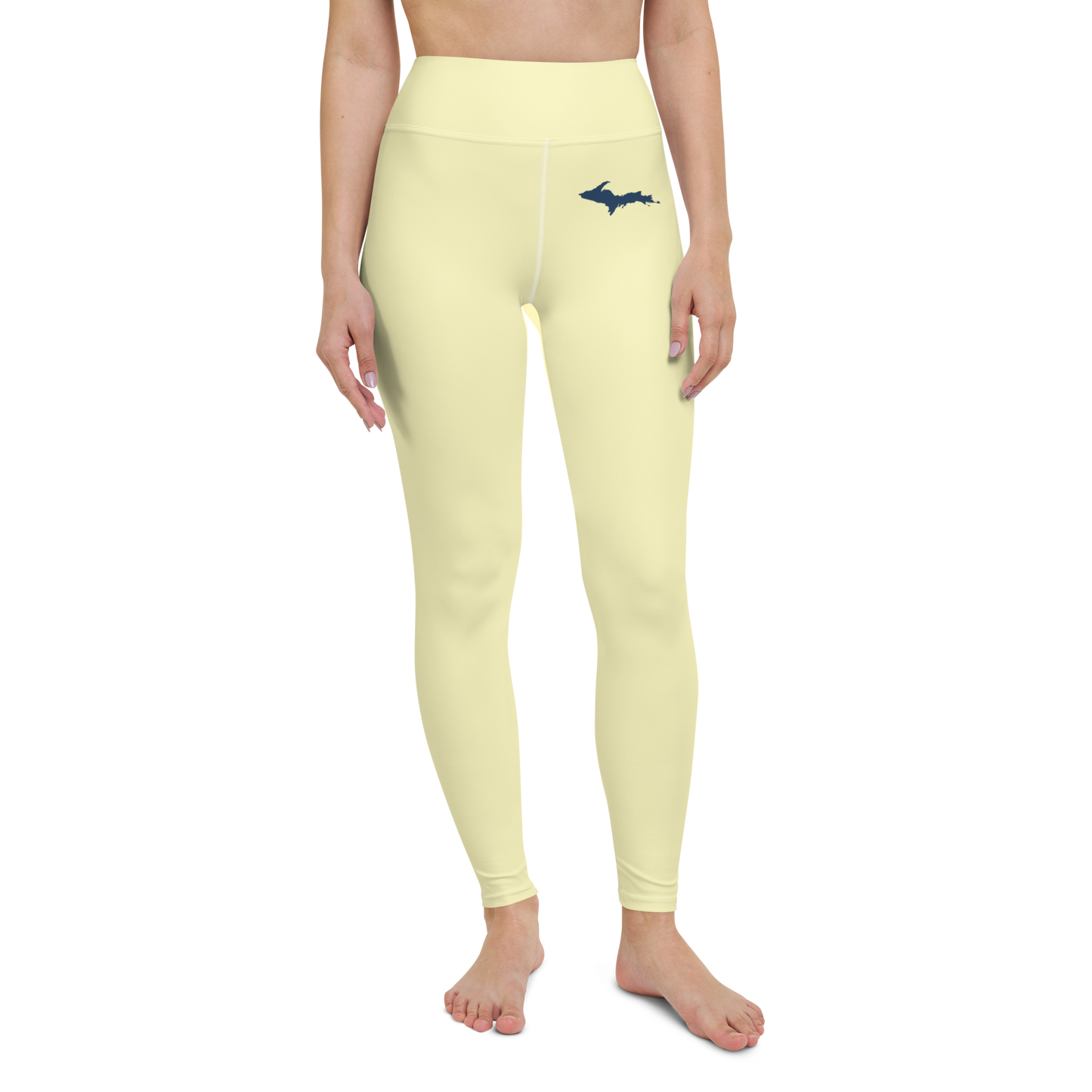 Michigan Upper Peninsula Yoga Leggings (w/ UP Outline) | Canary Yellow