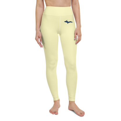 Michigan Upper Peninsula Yoga Leggings (w/ UP Outline) | Canary Yellow