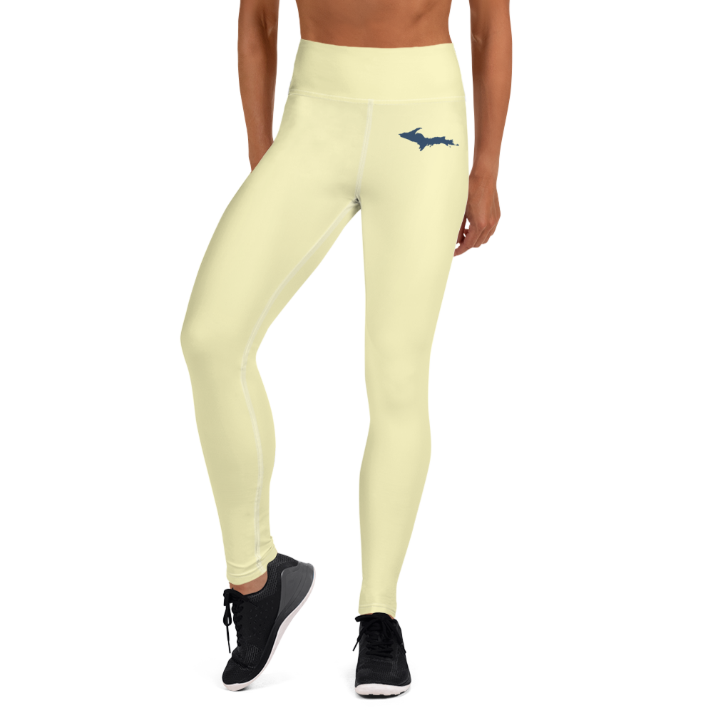 Michigan Upper Peninsula Yoga Leggings (w/ UP Outline) | Canary Yellow