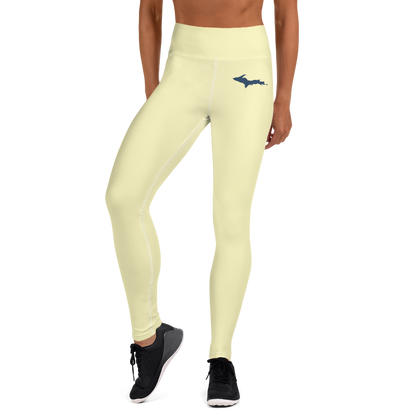 Michigan Upper Peninsula Yoga Leggings (w/ UP Outline) | Canary Yellow