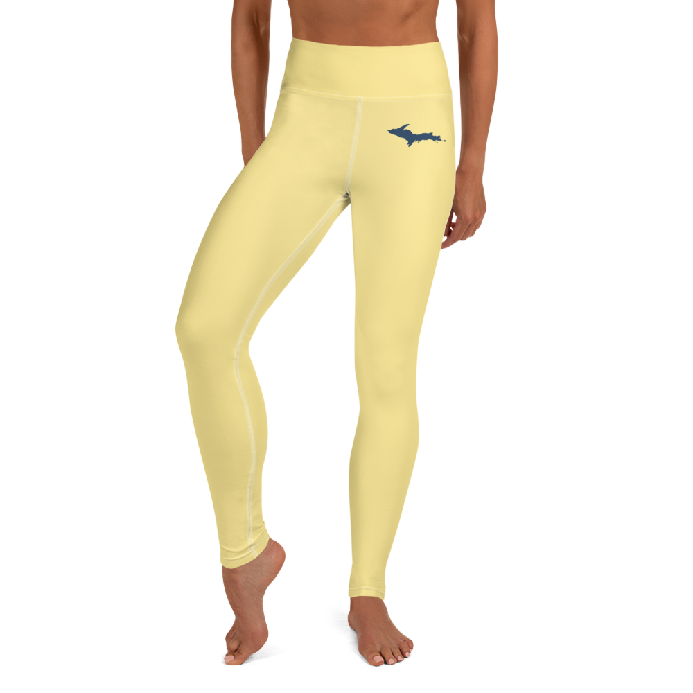 Michigan Upper Peninsula Yoga Leggings (w/ UP Outline) | Cherry Yellow