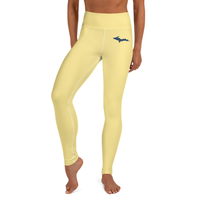 Michigan Upper Peninsula Yoga Leggings (w/ UP Outline) | Cherry Yellow