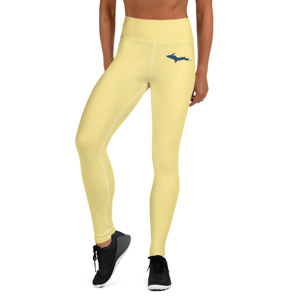 Michigan Upper Peninsula Yoga Leggings (w/ UP Outline) | Cherry Yellow