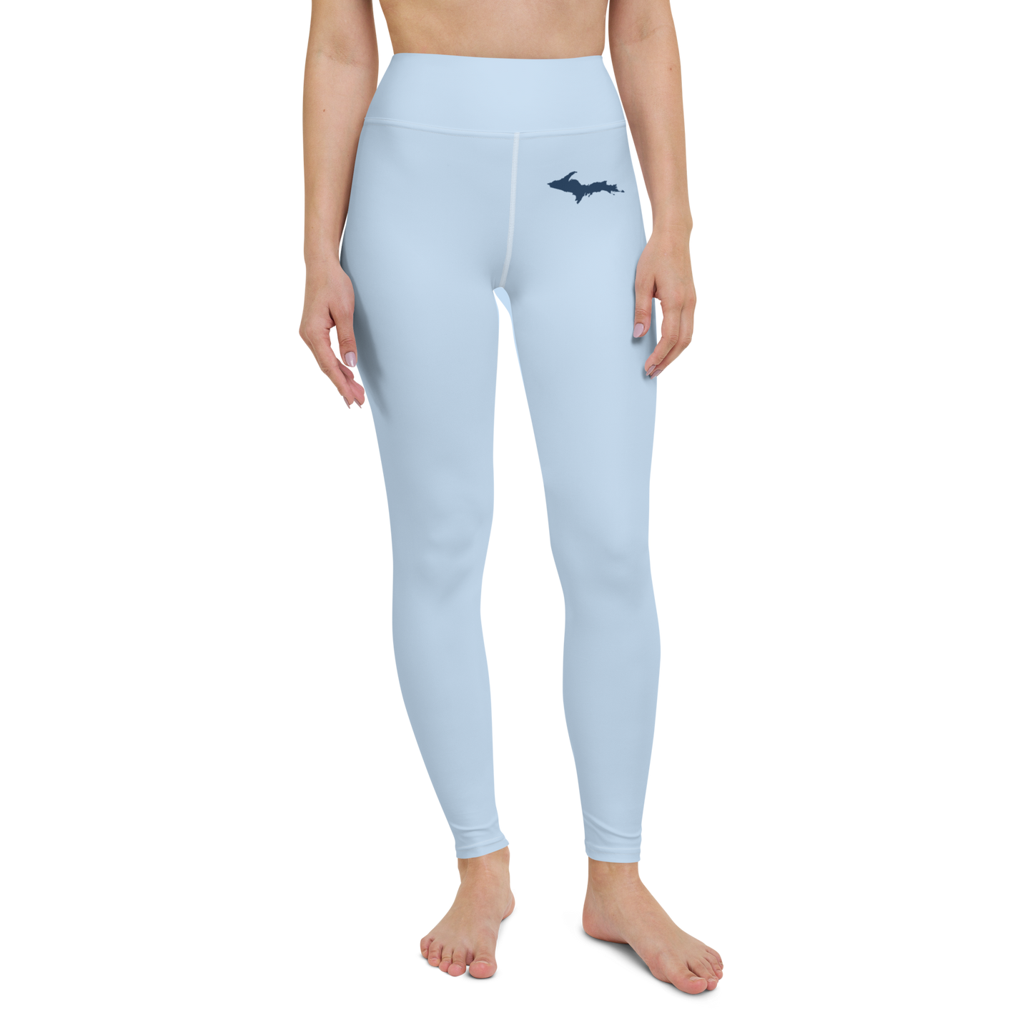 Michigan Upper Peninsula Yoga Leggings (w/ UP Outline) | Light Blue