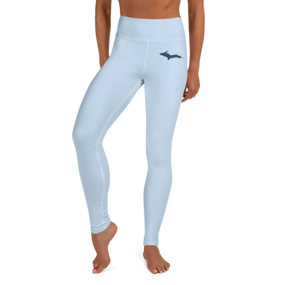 Michigan Upper Peninsula Yoga Leggings (w/ UP Outline) | Light Blue