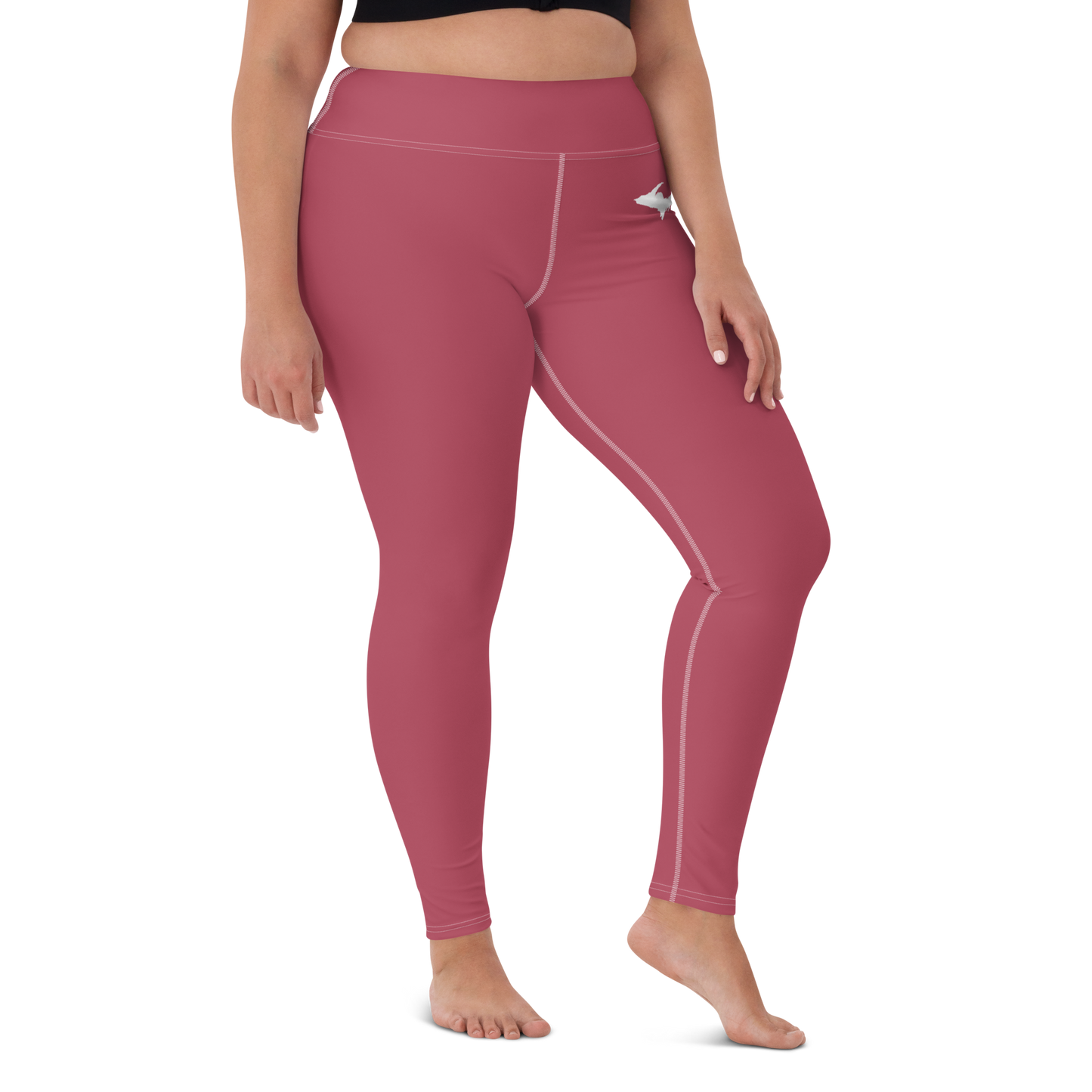 Michigan Upper Peninsula Yoga Leggings (w/ UP Outline) | Popstar Pink