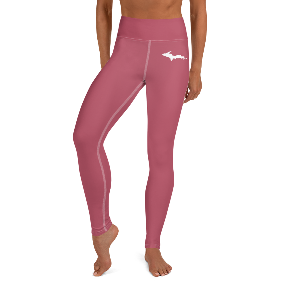 Michigan Upper Peninsula Yoga Leggings (w/ UP Outline) | Popstar Pink