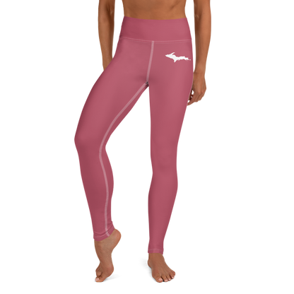 Michigan Upper Peninsula Yoga Leggings (w/ UP Outline) | Popstar Pink