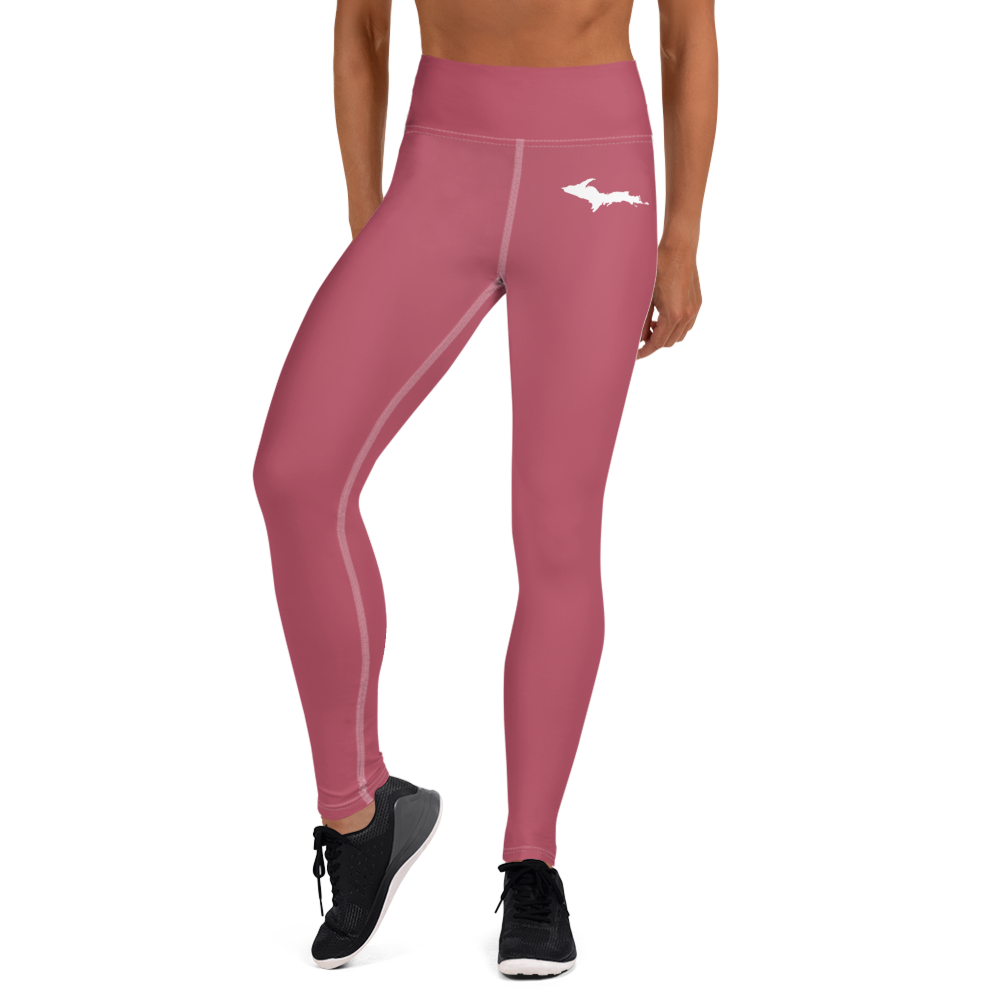 Michigan Upper Peninsula Yoga Leggings (w/ UP Outline) | Popstar Pink