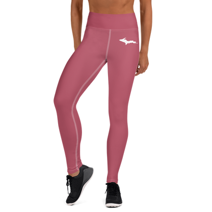 Michigan Upper Peninsula Yoga Leggings (w/ UP Outline) | Popstar Pink