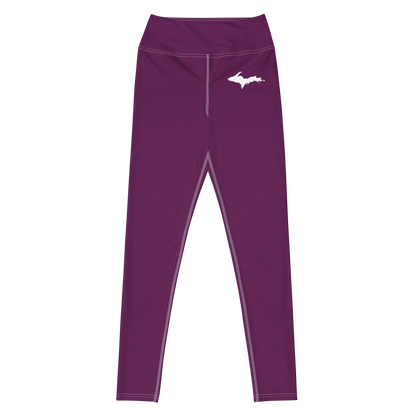 Michigan Upper Peninsula Yoga Leggings (w/ UP Outline) | Tyrian Purple