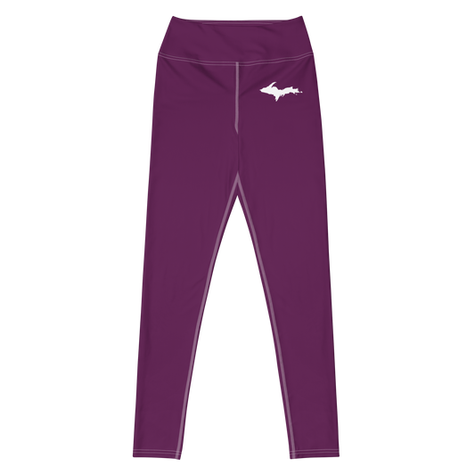 Michigan Upper Peninsula Yoga Leggings (w/ UP Outline) | Tyrian Purple