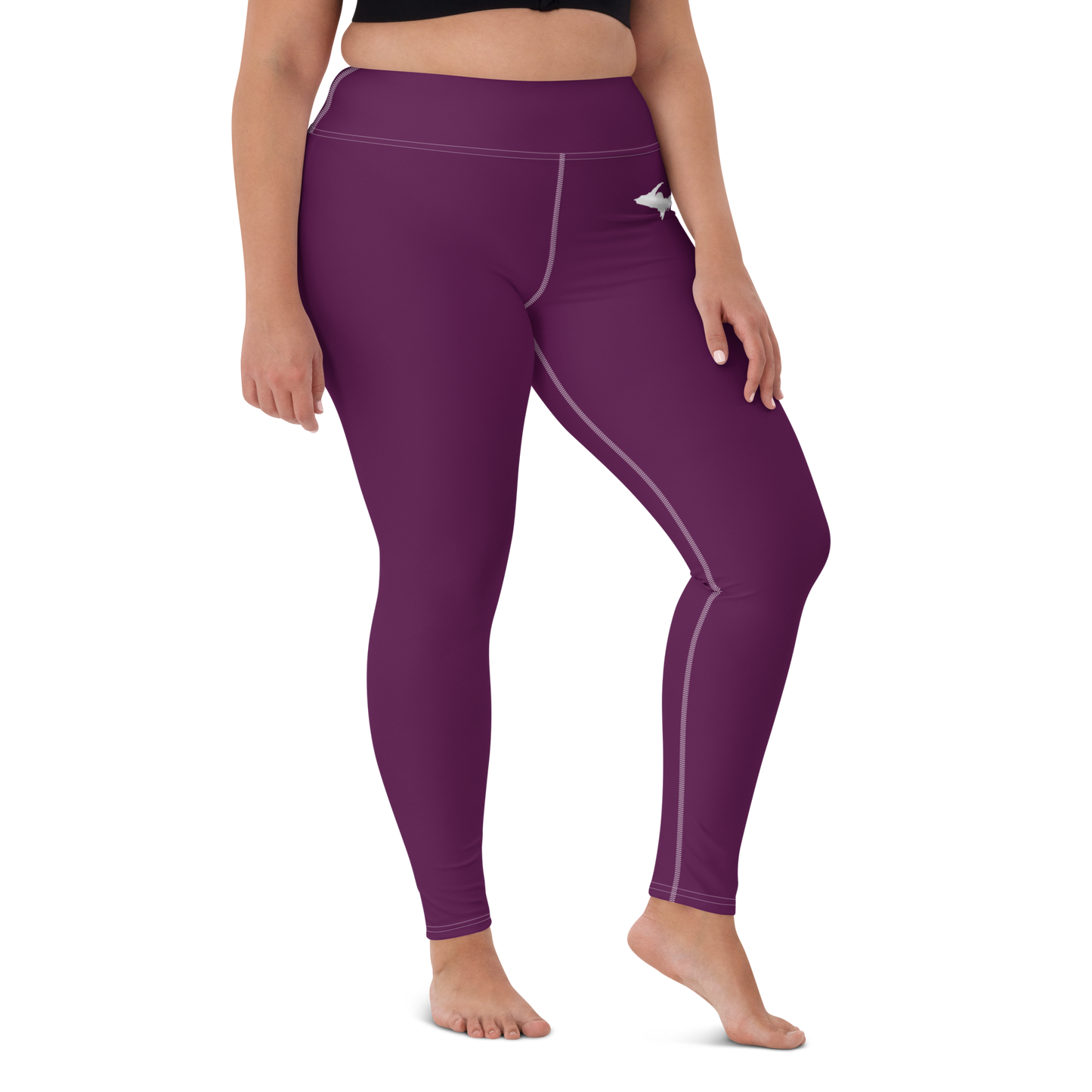 Michigan Upper Peninsula Yoga Leggings (w/ UP Outline) | Tyrian Purple