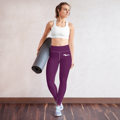 Michigan Upper Peninsula Yoga Leggings (w/ UP Outline) | Tyrian Purple