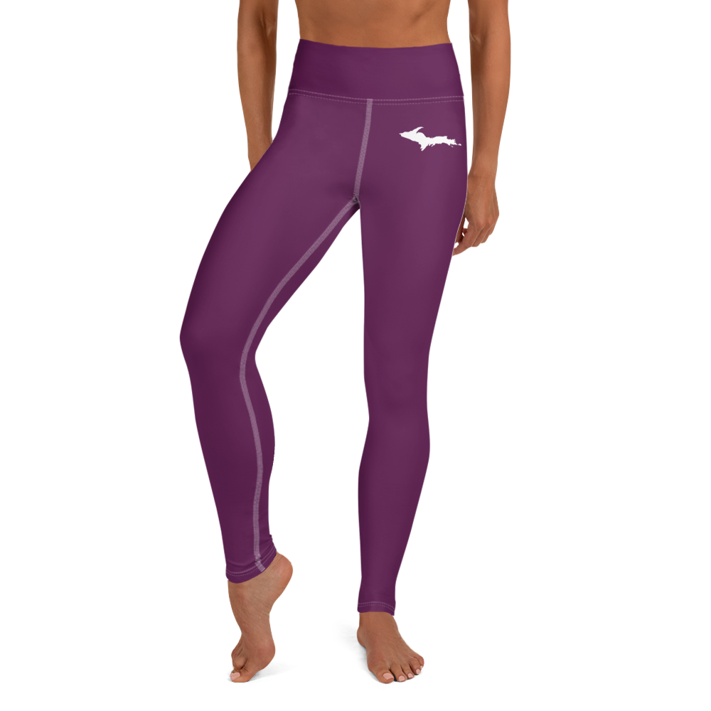 Michigan Upper Peninsula Yoga Leggings (w/ UP Outline) | Tyrian Purple