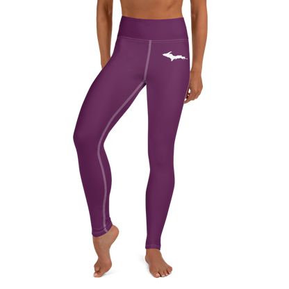 Michigan Upper Peninsula Yoga Leggings (w/ UP Outline) | Tyrian Purple