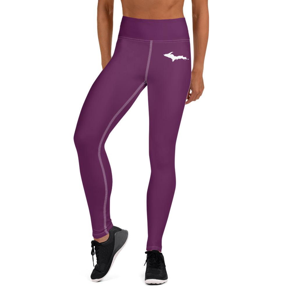 Michigan Upper Peninsula Yoga Leggings (w/ UP Outline) | Tyrian Purple