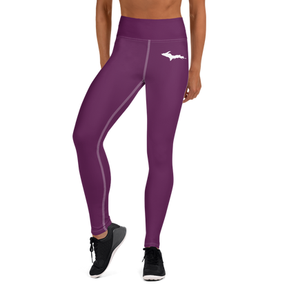 Michigan Upper Peninsula Yoga Leggings (w/ UP Outline) | Tyrian Purple