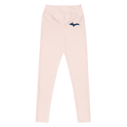 Michigan Upper Peninsula Yoga Leggings (w/ UP Outline) | Champagne Pink